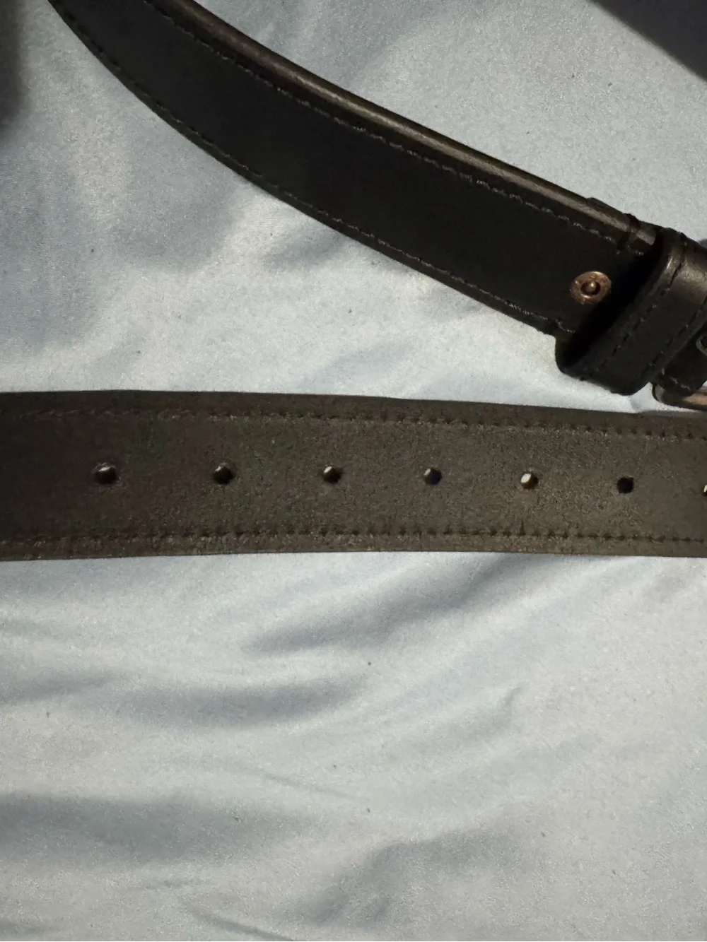 Black Leather Men's Belt with Metal Buckle Size 42-44